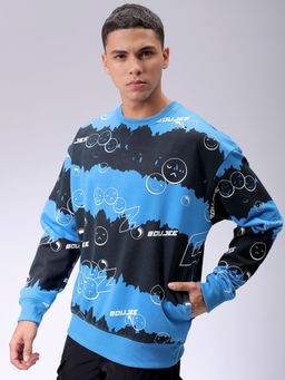 The Indian Garage Co - Men Blue Colorblock Oversized Fit Sweatshirt