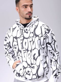The Indian Garage Co - Men White Printed Relaxed Fit Hoodie
