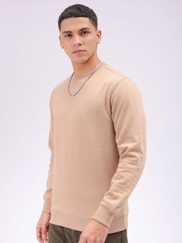The Indian Garage Co - Men Tan Solid Regular Fit Sweatshirt