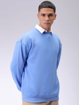 The Indian Garage Co - Men Blue Solid Oversized Fit Sweatshirt