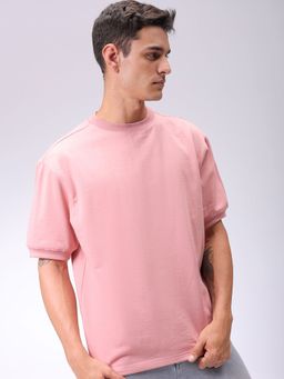 The Indian Garage Co - Men Pink Solid Relaxed Fit T-Shirt