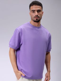 The Indian Garage Co - Men Purple Solid Relaxed Fit T-Shirt