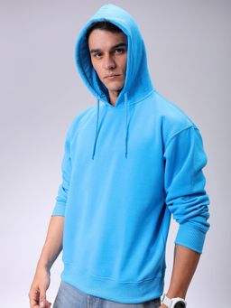 The Indian Garage Co - Men Blue Solid Oversized Fit Hoodie
