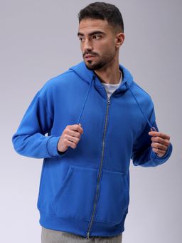 The Indian Garage Co - Men Blue Solid Relaxed Fit Hoodie