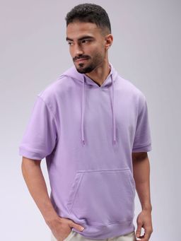 The Indian Garage Co - Men Lavender Solid Oversized Fit Hoodie