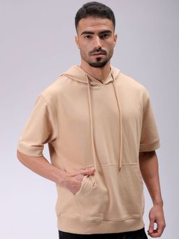 The Indian Garage Co - Men Tan Solid Oversized Fit Hoodie