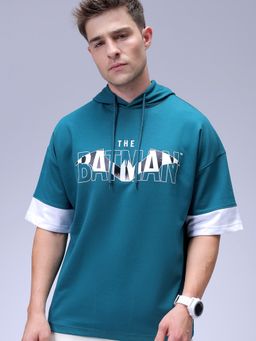 The Indian Garage Co - Men Oversized Fit Batman Printed Overhead Hooded Sweatshirt