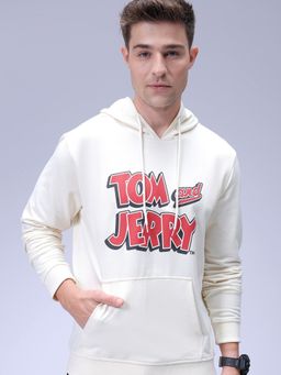 The Indian Garage Co - Men Regular Fit Tom & Jerry Printed Overhead Hooded Sweatshirt