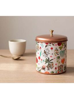 India Circus by Krsnaa Mehta - White Petal and Plume Steel Cookie Jar