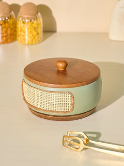 Brick Brown - Green Jali Wood Roti Box Casserole