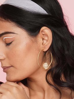 BaalaJewels - White Minimal Lotus Hoops