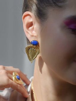 BaalaJewels - Turquoise Lapis Heart Earrings