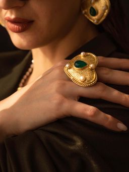BaalaJewels - Green Heart Statement Ring