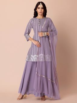 Indya - Lavender Gota Ruffled Mesh Dupatta