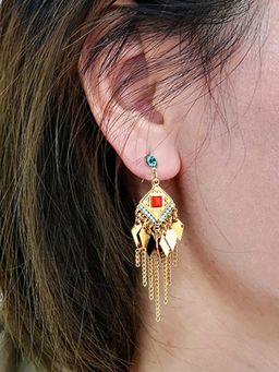 Yellow Chimes - Gold Plated Cubic Zirconia Metal Drop Earring