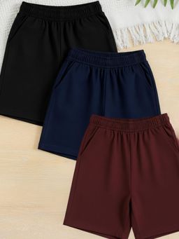 RIGO - Multi-Color Solid/Plain Shorts (Pack of 3)