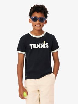 Lacoste - Black Typography Half Sleeves T-Shirts