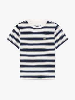 Lacoste - White Stripes Half Sleeves T-Shirts