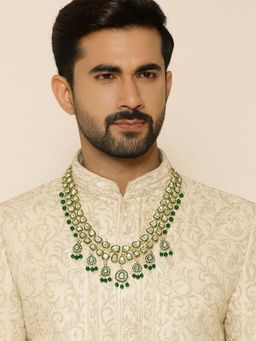 I Jewels - Traditional Kundan and Pearl Dulha Moti Mala Haar for Groom