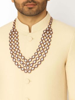 I Jewels - 3 Layered Traditional Gold Plated Dulha Kundan Mala