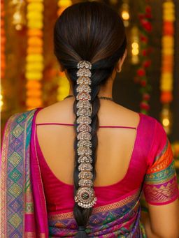 I Jewels - White Gold Plated Kundan-Studded Head Chain