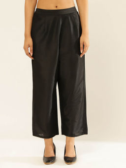Abhishti - Black Cotton Silk Cropped Pant