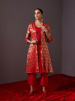 Abhishti - Solid Straight Scarlet Pant