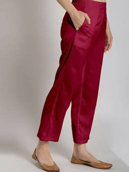 Abhishti - Cotton Silk Cropped Cabaret Pink Pant