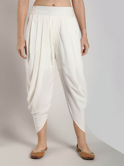 Abhishti - White Solid Dhoti Pant