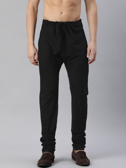 Manthan - Black Art Silk Solid Churidar for Men