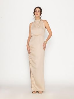 Contemponari - Beige Mustang Solid Gown