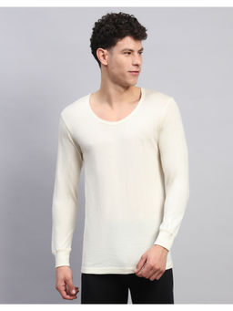 Monte Carlo - Mens Solid Cream Round Neck Full Sleeve Thermal Top