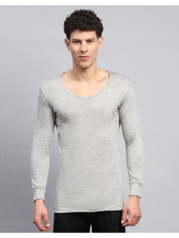 Monte Carlo - Mens Solid Grey Round Neck Full Sleeve Thermal Top
