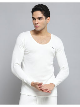 Monte Carlo - Mens Solid White Round Neck Full Sleeves Thermal Top