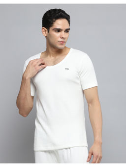 Monte Carlo - Mens Solid White Round Neck Half Sleeves Thermal Top