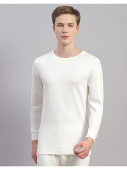 Monte Carlo - Mens Solid White Round Neck Full Sleeve Thermal Top