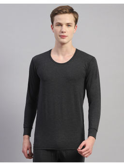 Monte Carlo - Mens Solid Black Round Neck Full Sleeve Thermal Top