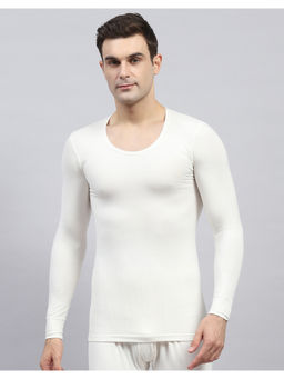 Monte Carlo - Mens Solid White Round Neck Full Sleeve Thermal Top