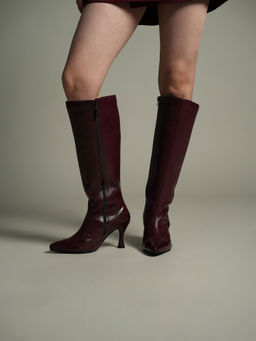 Theater - Women Sabrina Burgundy Block Heel Winter Boots