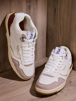 Pepe Jeans - Off White and Grey Anti-Skid Cupsole Sneakers