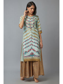 W - Teal Floral Kurta
