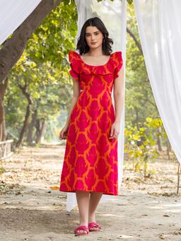 Mabish By Sonal Jain - Frill Neck A-Line Midi Dress