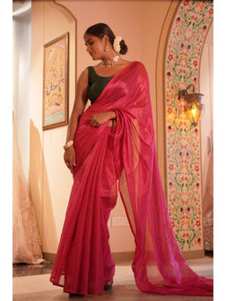 APAAPI THREADS OF GLORY - Pink Tissue Mul Saree Without Blouse