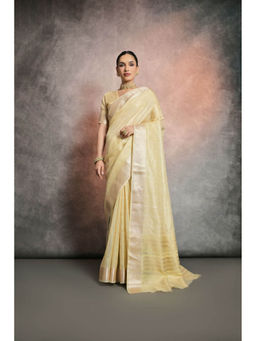 Mysilklove - Booger Buster Yellow Tissue Cotton Saree with Unstitched Blouse