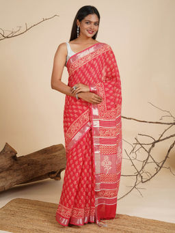 Teejh - Shakuntala Linen Saree with Unstitched Blouse