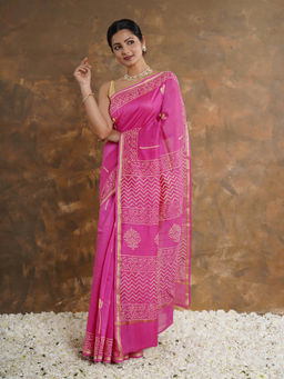 Teejh - Sridevi Chanderi Saree with Unstitched Blouse