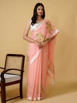 Teejh - Rhea Kota Embroidered Saree with Unstitched Blouse
