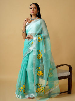 Teejh - Divya Kota Embroidered Saree with Unstitched Blouse