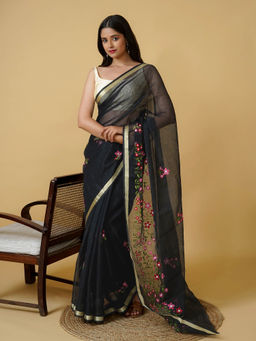 Teejh - Esha Kota Embroidered Saree with Unstitched Blouse