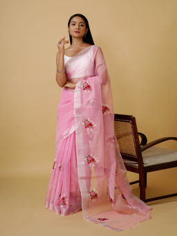 Teejh - Harsha Kota Embroidered Saree with Unstitched Blouse